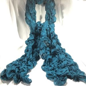 SCARF - TEAL COLOR with METALLIC TEAL THREAD THROUGHOUT. VERY STRETCHY!!!